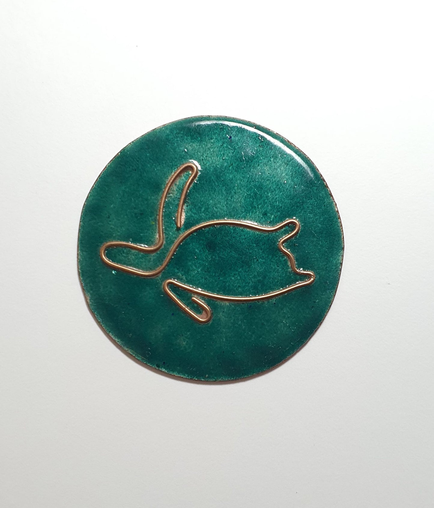 Ekibeki (Set of 2) Copper Enamel " Green Turtle" Fridge Magnet