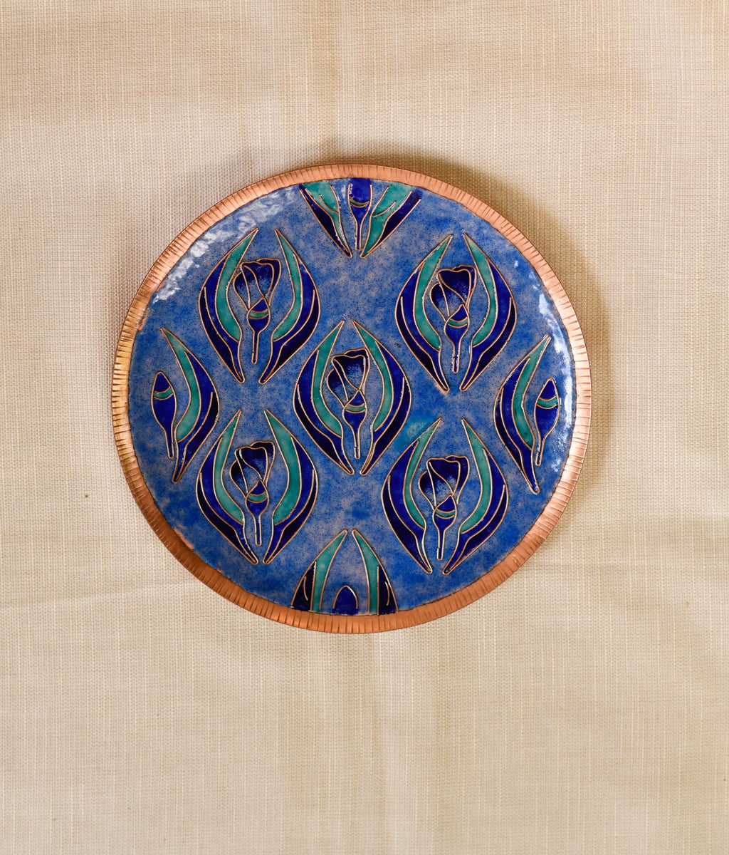 Ekibeki Handcrafted Gardens of Vishwakarma Copper Enamel Wall Plate - Pastels Wildflower (1pc)