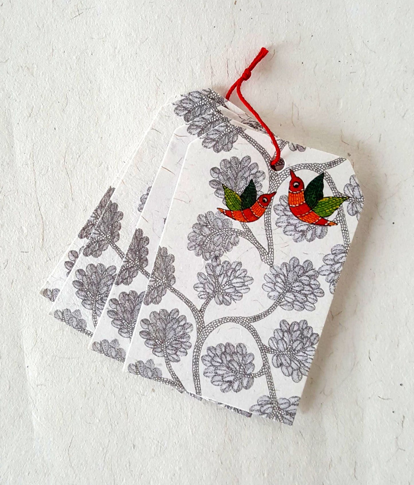 Set of 6 Birds Handmade Gift Tags in Gond