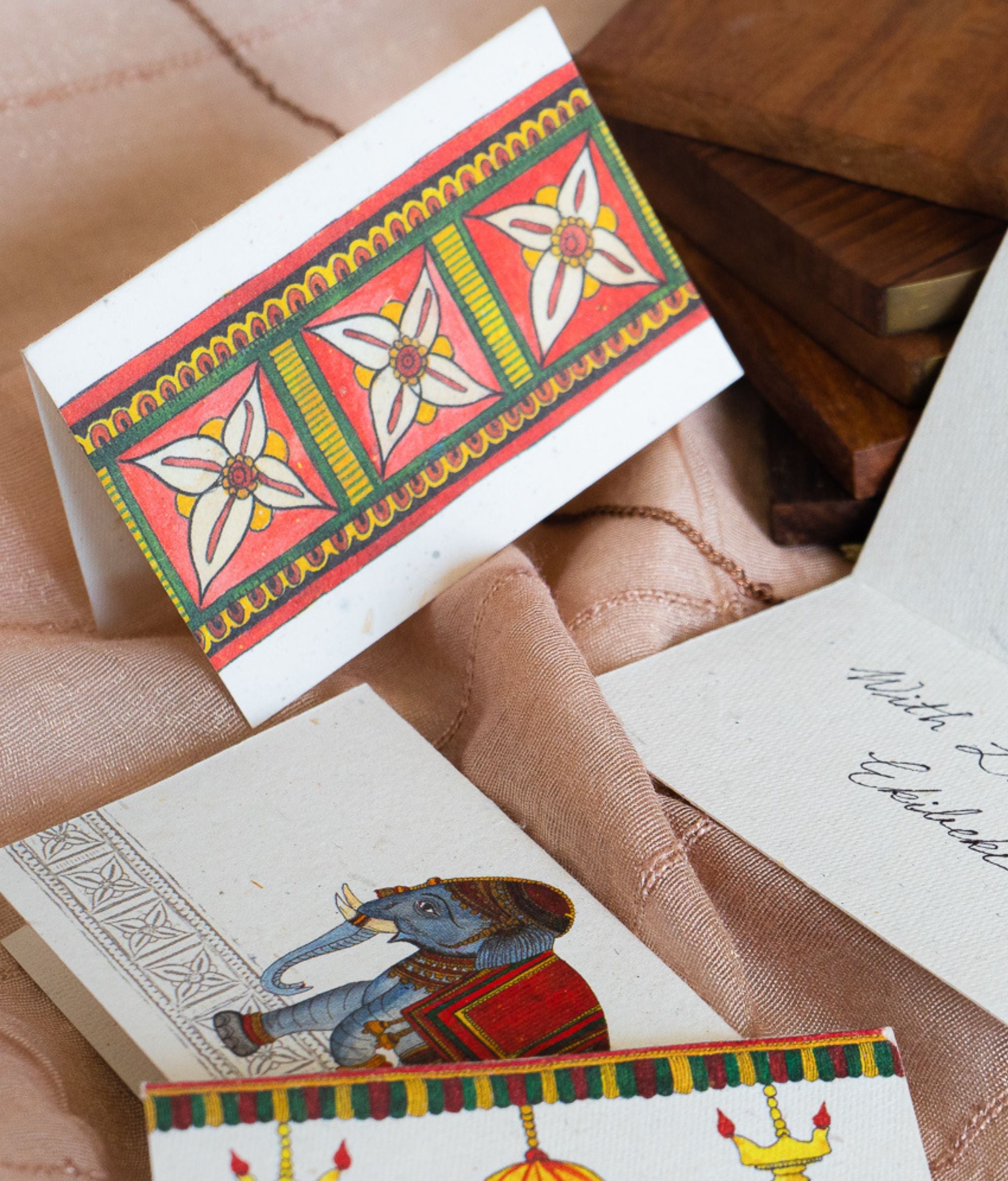 Set of 6 Border Handmade Gift Cards in Chitrakathi