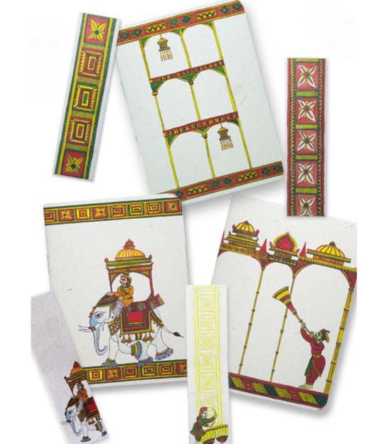 Set of 6 Chitrakathi Motif Notebooks A6 Size & 4 Bookmarks