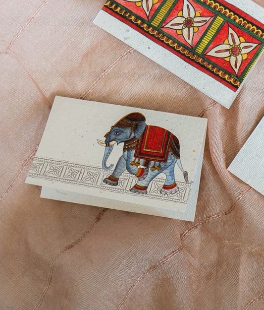 Set of 6 Elephant Handmade Gift Cards in Chitrakathi