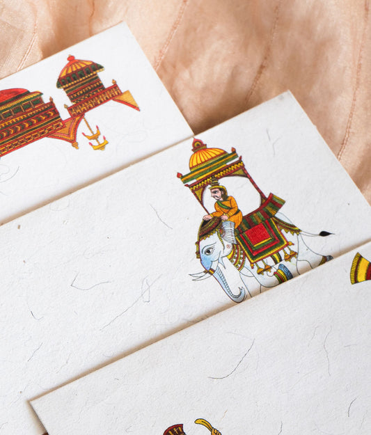 Set of 6 Elephant Handmade Gift Envelopes in Chitrakathi