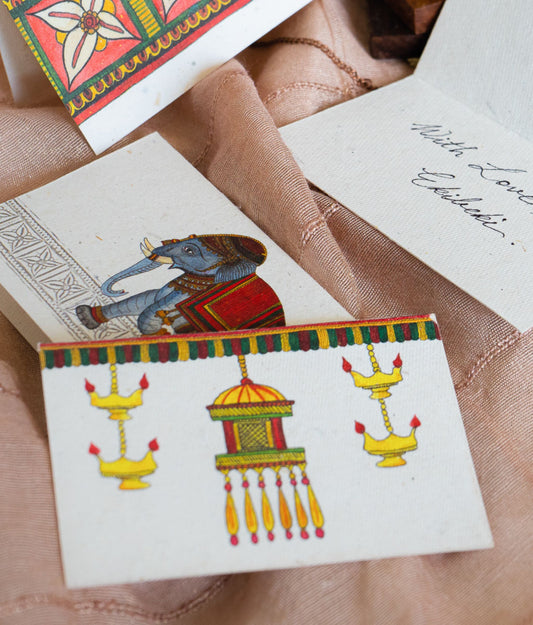 Set of 6 Lantern Handmade Gift Cards in Chitrakathi