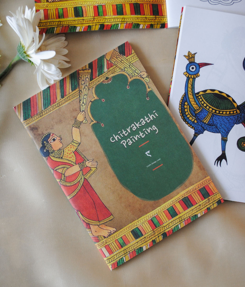 Artwork by native craftsmen of Chitrakathi, Gond, that are used as motifs to create stationery and colouring books