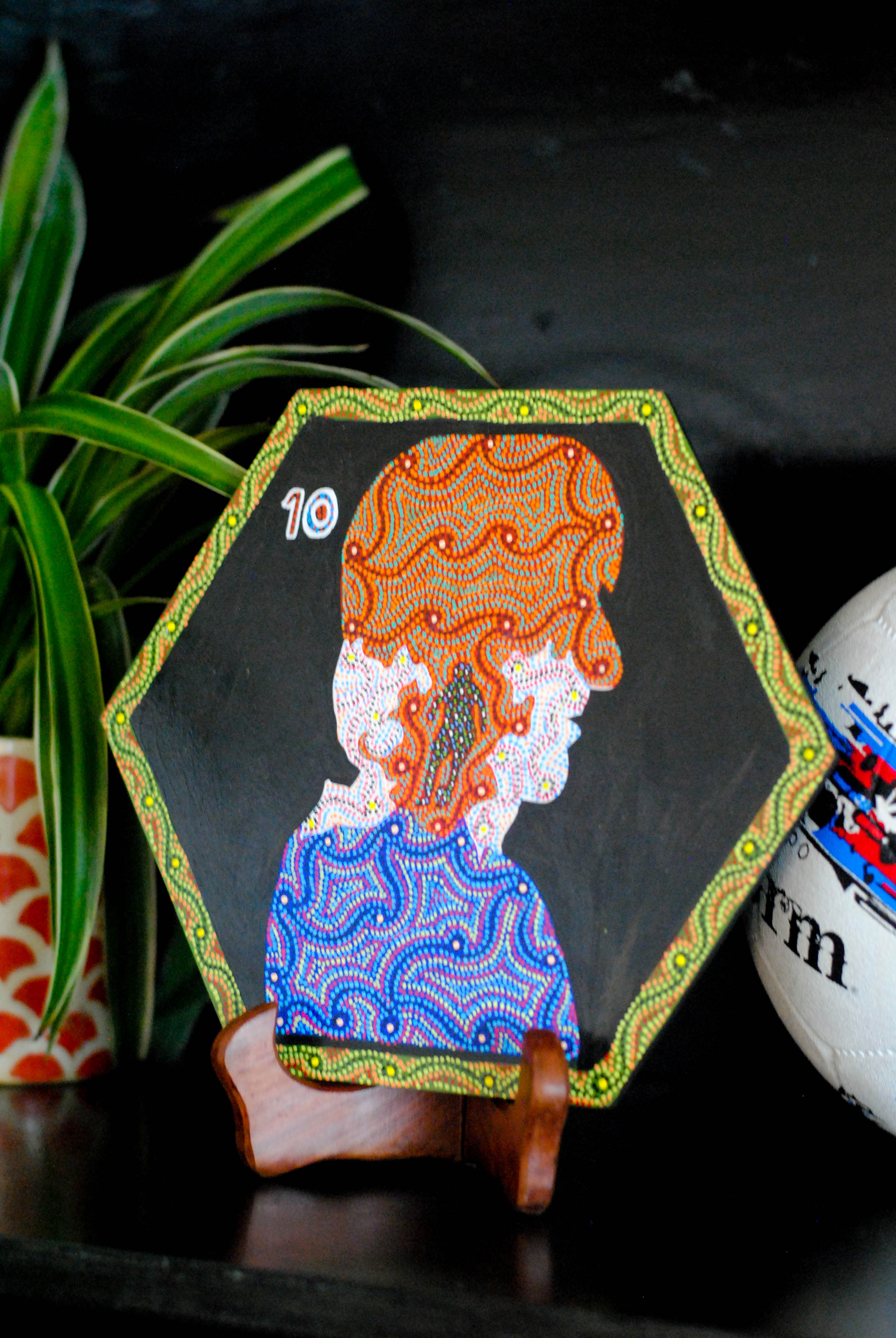 Copper enameled wallplates to celebrate FIFA legacies, Luka Modric in Bhil painting. With The Plated Project