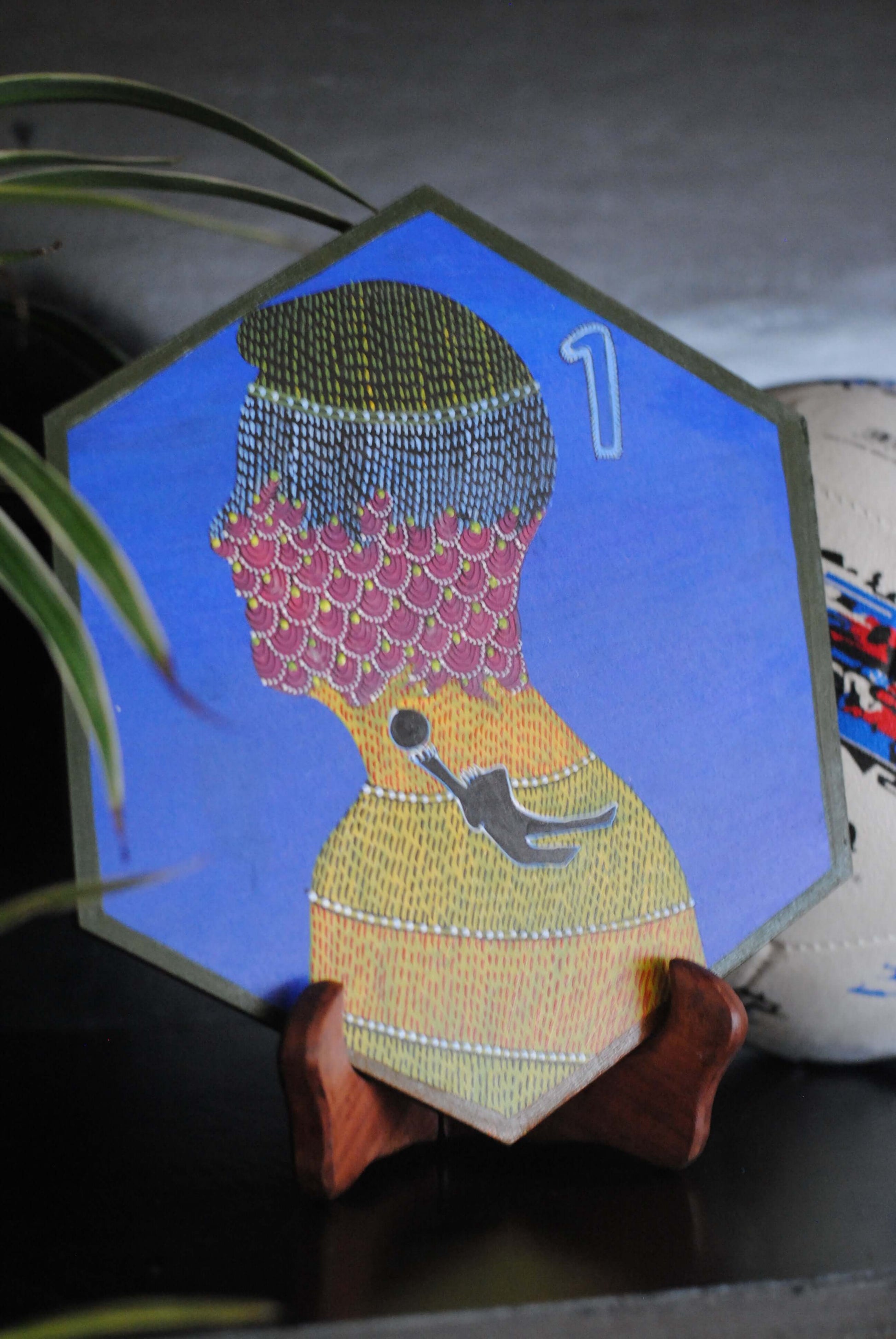 Copper enameled wallplates to celebrate FIFA legacies, Manuel Neuer in Gond art. With The Plated Project
