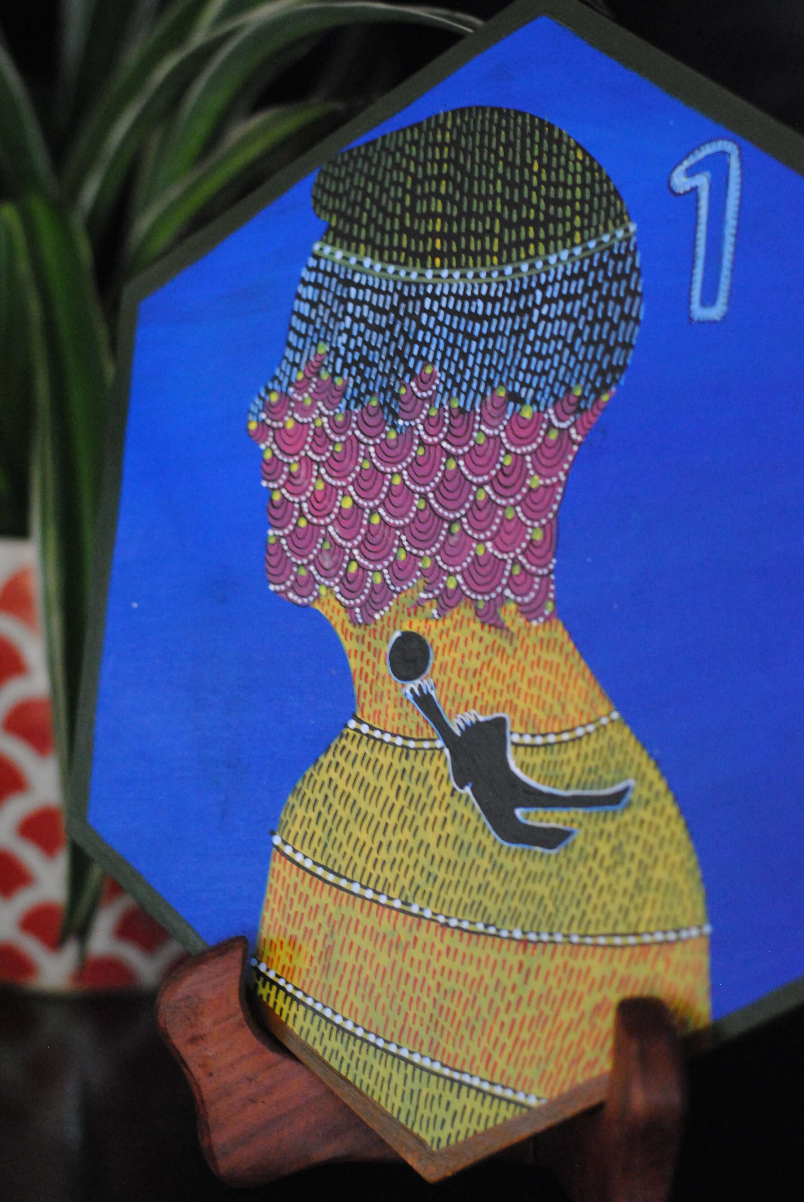 Copper enameled wallplates to celebrate FIFA legacies, Manuel Neuer in Gond art. With The Plated Project