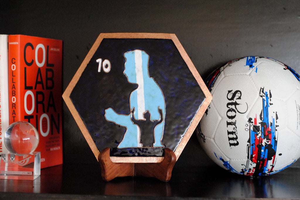 Copper enameled wallplates to celebrate FIFA legacies, Messi. With The Plated Project