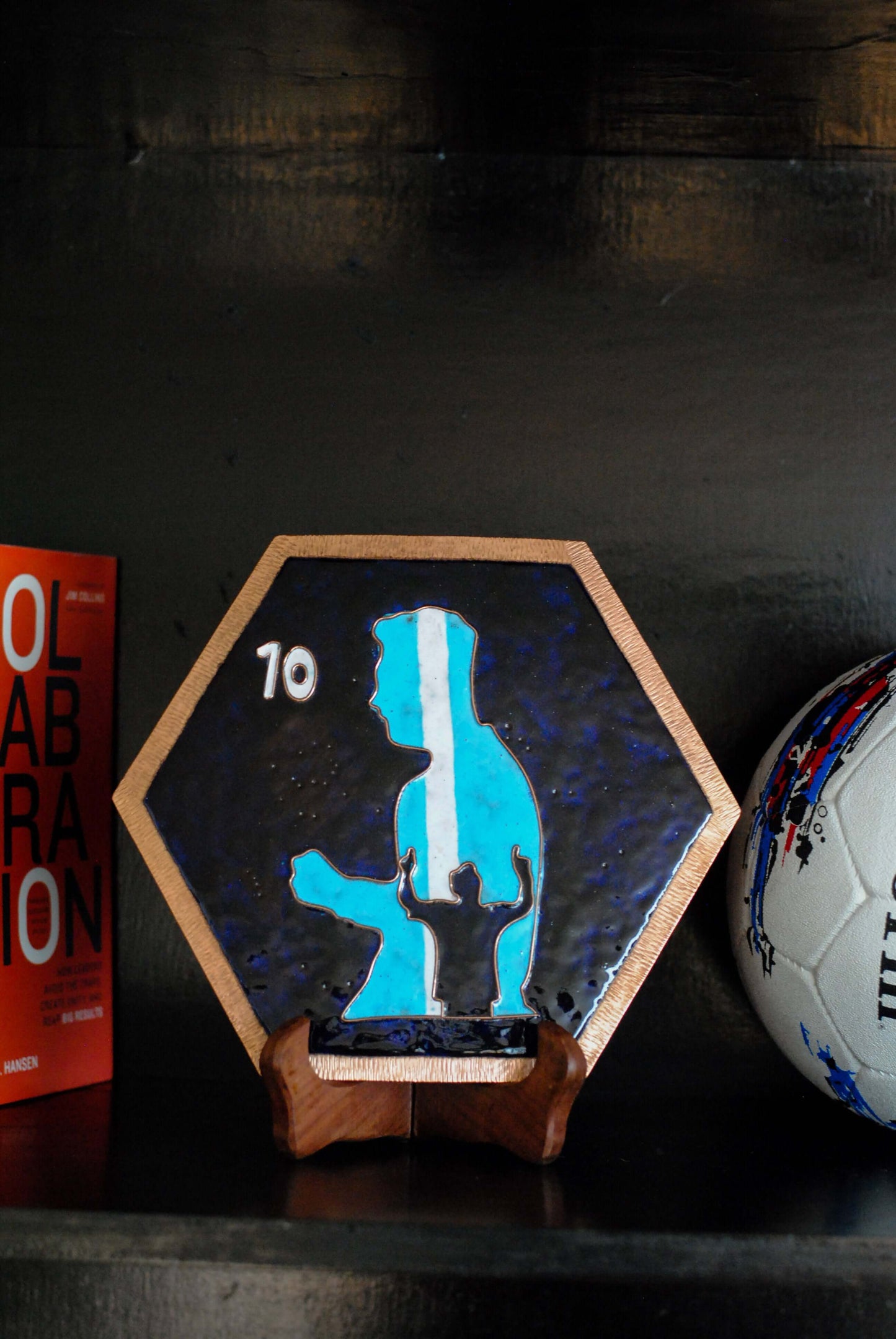 Copper enameled wallplates to celebrate FIFA legacies, Messi. With The Plated Project