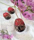 Handcrafted Copper Enamel Kalighat Love Red Pendant Set