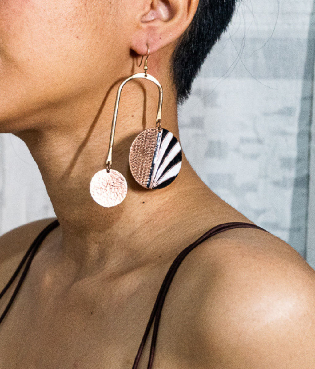 Handcrafted Black/Bronze Copper Enamel Dangler
