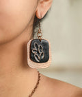 Handcrafted Phyllo Coal Black Copper Enamel Earrings