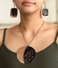 Handcrafted Copper Enamel Phyllo Coal Large Pendant