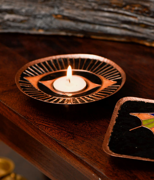 Ekibeki Udaay Copper Enamel Tealight (Set of 2)