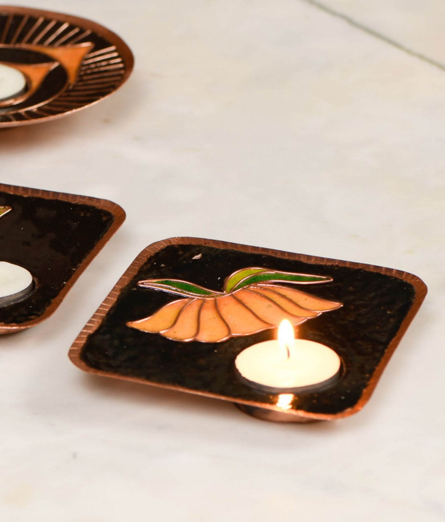 Ekibeki Vasant Copper Enamel Tealight Single