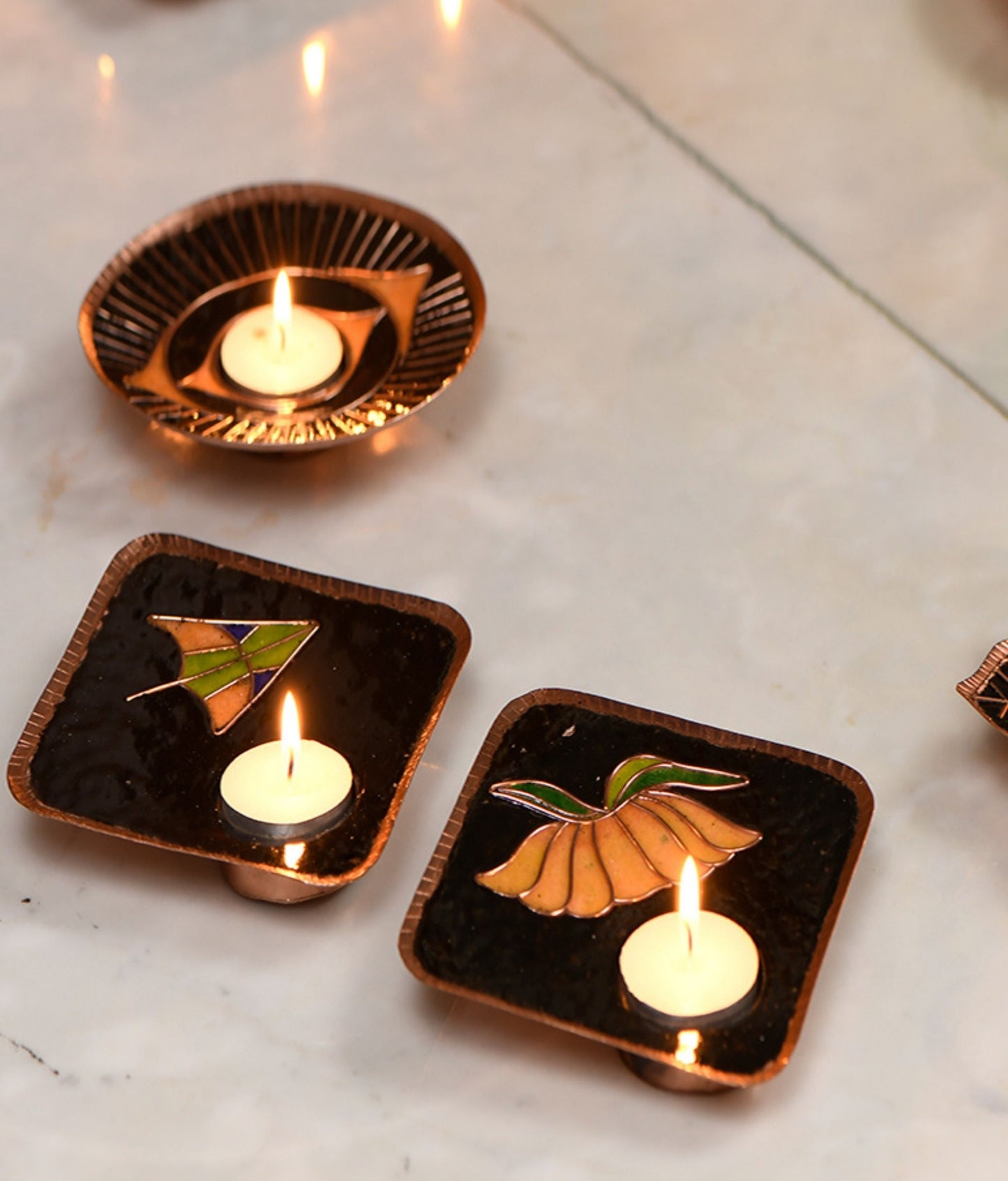 Ekibeki Vasant Copper Enamel Tealight Single