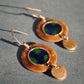 Copper enamel jewelry, funky earrings handcrafted in Maharashtra, India. World map theme