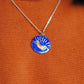 Copper enamel jewelry, funky pendant handcrafted in Maharashtra, India. Moon theme