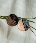 Copper enamel jewelry, geometry designs handcrafted in Maharashtra, India. Sun theme