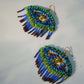 Truna natural fibre golden grass and zardosi handcrafted jewelry from Odisha, nazar peacock blue earrings set