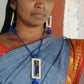 Truna natural fibre golden grass and copper enamel handcrafted jewelry from Odisha. Jharokha pendant and earring set