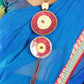Truna natural fibre golden grass and copper enamel handcrafted jewelry from Odisha, Vaati red enamel pendant