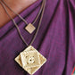 Truna natural fibre golden grass and beaten copper handcrafted jewelry from Odisha, Chaukon pendant
