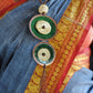 Truna natural fibre golden grass and copper enamel handcrafted jewelry from Odisha, Vaati green enamel pendant